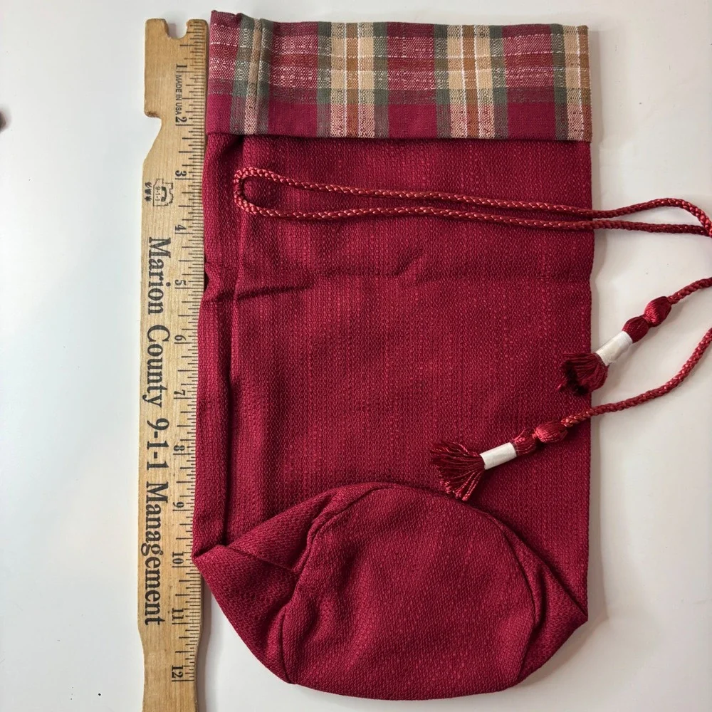Longaberger Beverage Carrier/Wine Tote Liner Orchard Park Plaid Paprika New